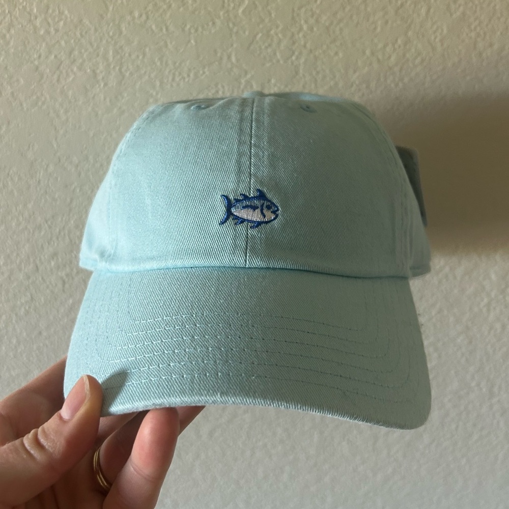 NWT Southern Tide SkipJack Leather Strap Hat Aquamarie NEW